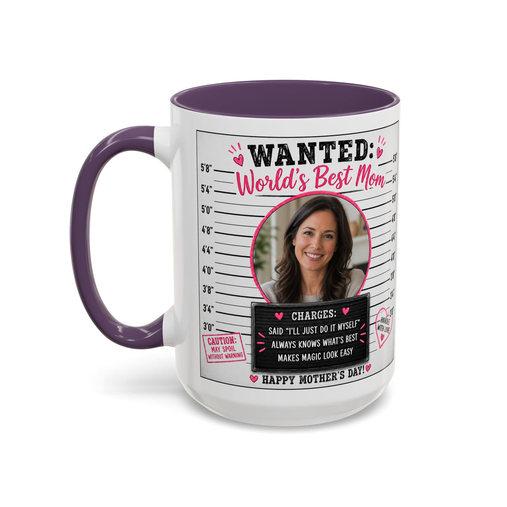 Personalized "Wanted World's Best Mom" Accent Coffee Mug — Custom Photo Mother's Day Gift