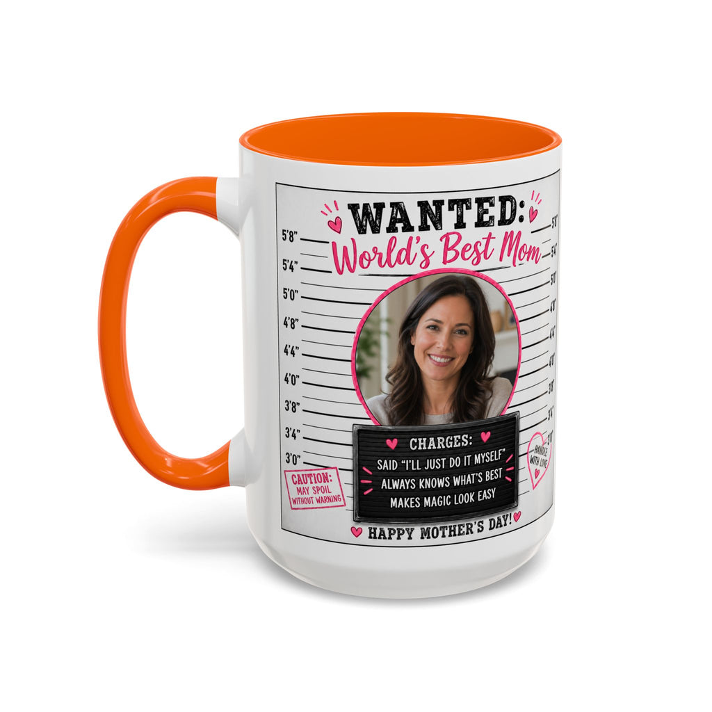 Personalized "Wanted World's Best Mom" Accent Coffee Mug — Custom Photo Mother's Day Gift