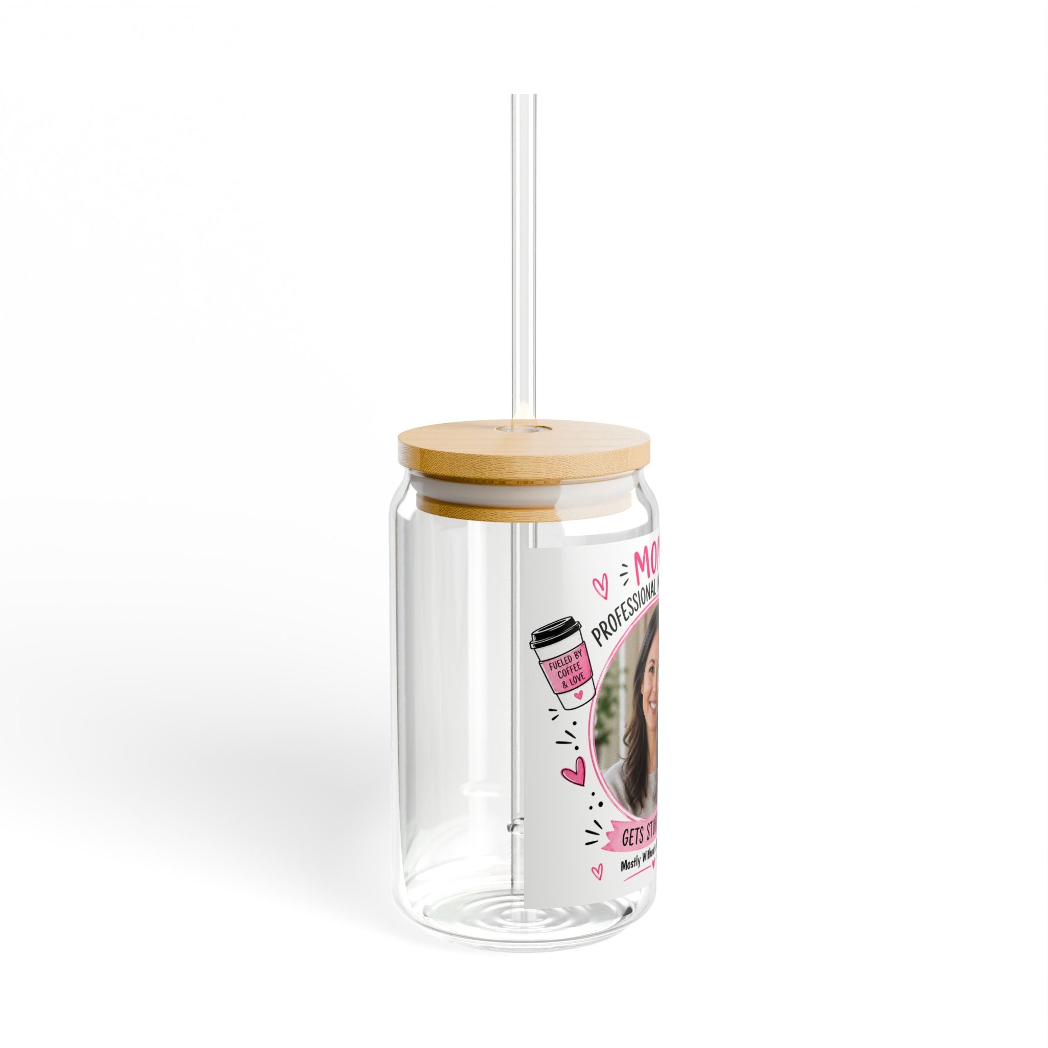Personalized Mom Sipper Glass — Custom Photo "Professional Mom" Mother's Day Gift