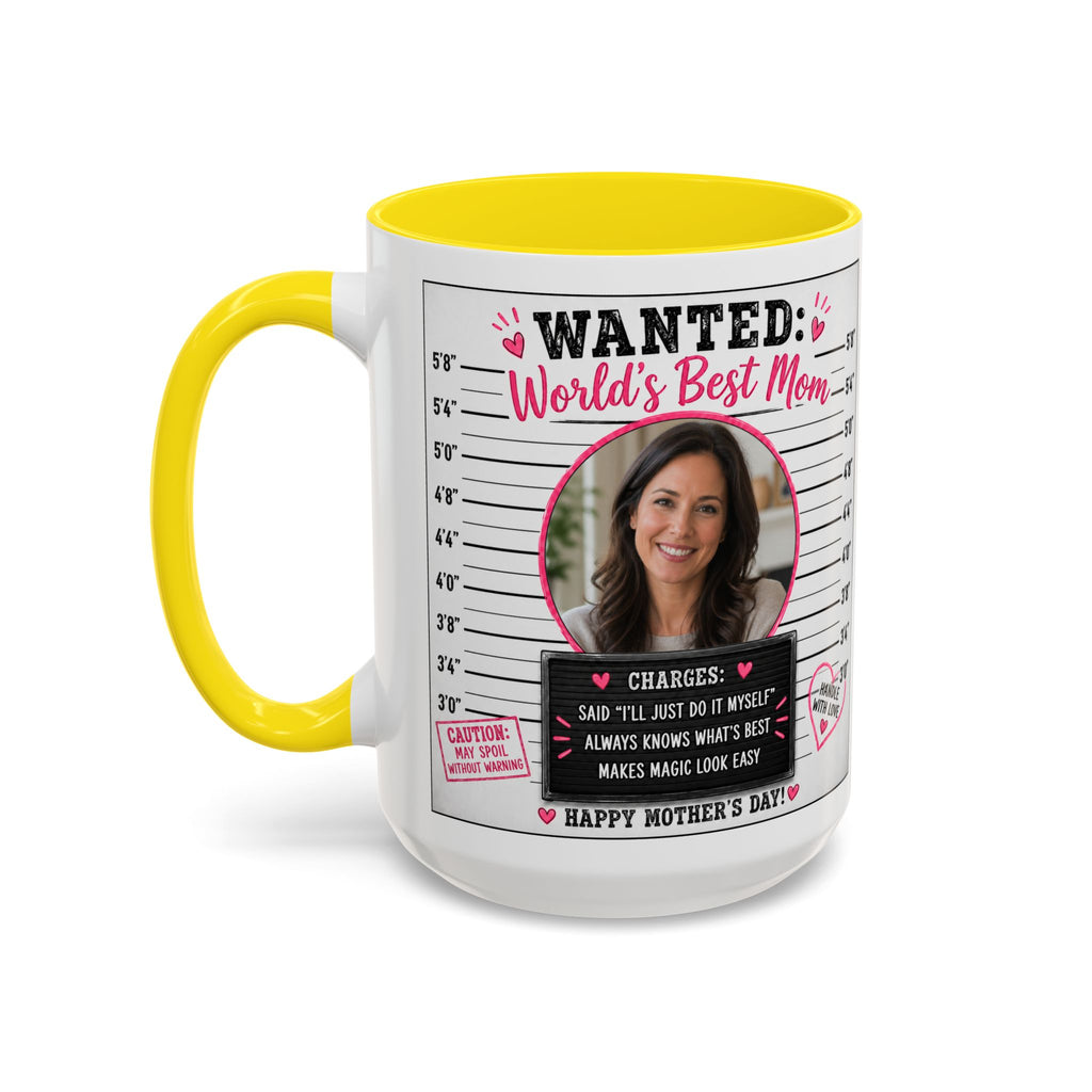 Personalized "Wanted World's Best Mom" Accent Coffee Mug — Custom Photo Mother's Day Gift