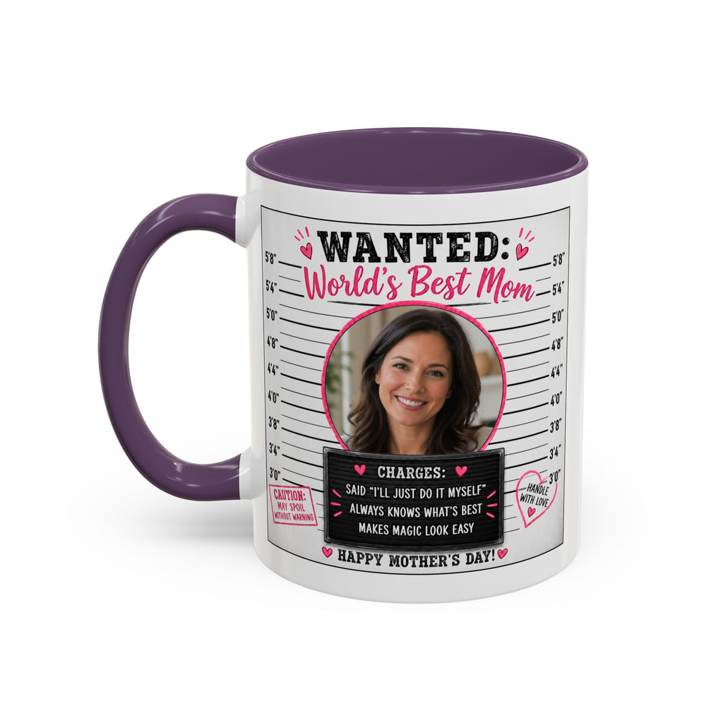 Personalized "Wanted World's Best Mom" Accent Coffee Mug — Custom Photo Mother's Day Gift