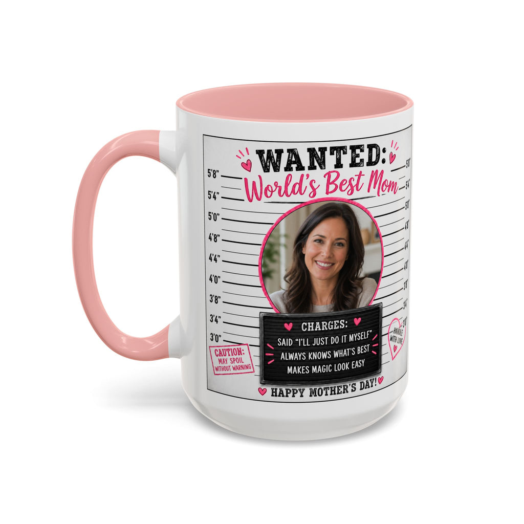 Personalized "Wanted World's Best Mom" Accent Coffee Mug — Custom Photo Mother's Day Gift