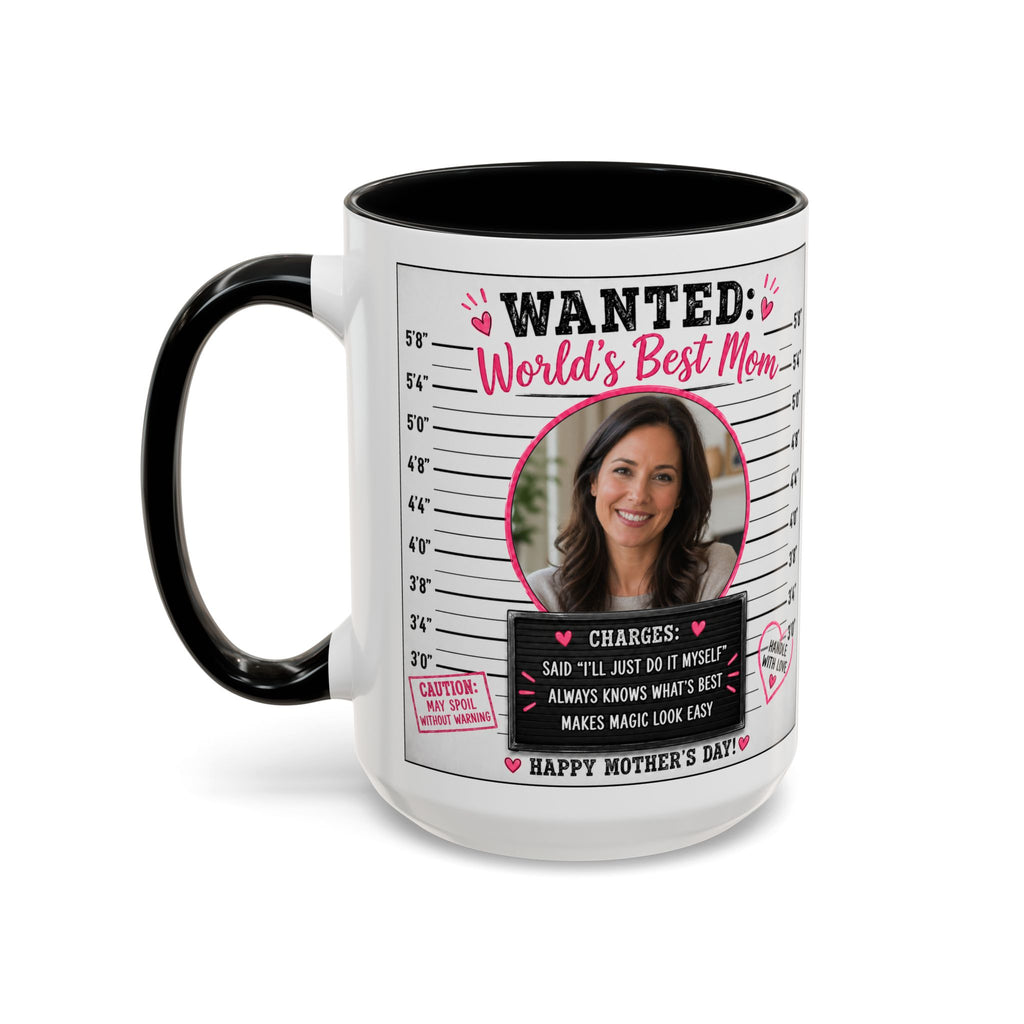 Personalized "Wanted World's Best Mom" Accent Coffee Mug — Custom Photo Mother's Day Gift