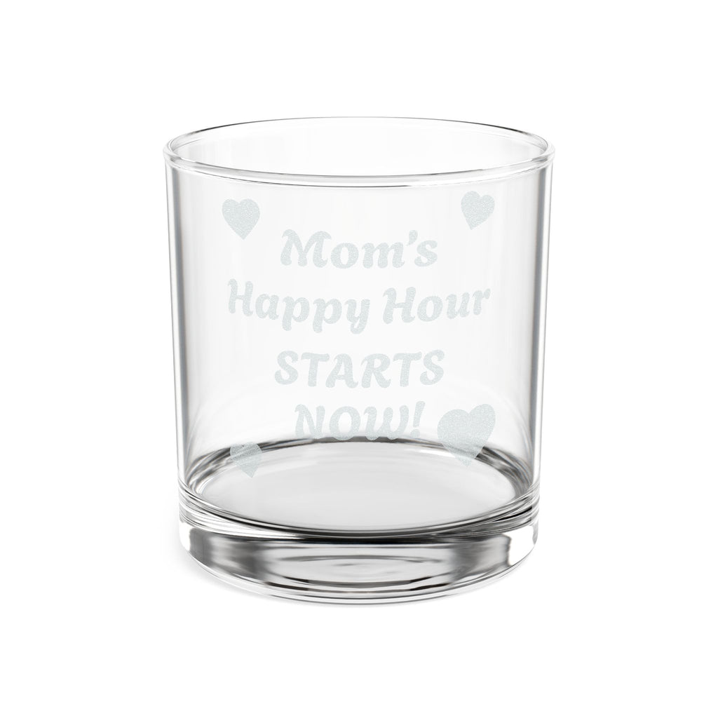 Engraved Whiskey Glass 10.5oz — “Mom’s Happy Hour Starts Now!”