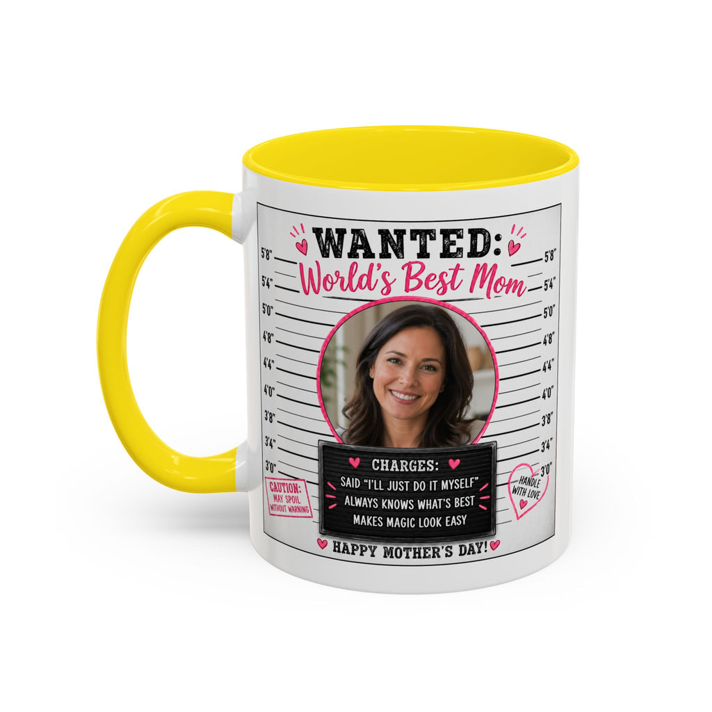 Personalized "Wanted World's Best Mom" Accent Coffee Mug — Custom Photo Mother's Day Gift